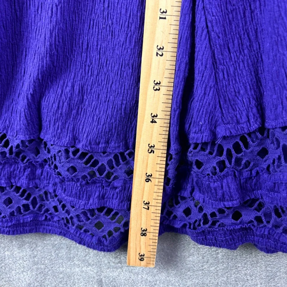 Free People M Purple Mini Dress Crochet Lace Cutout Boho Festival Cottage‎